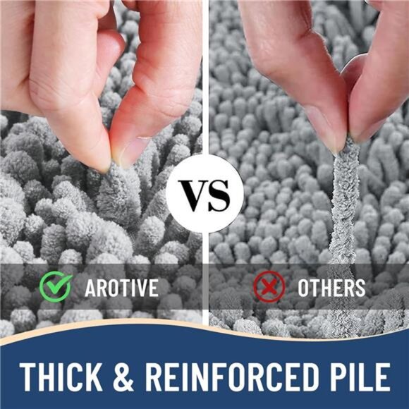 Luxury Chenille Bath Rug Plush Shaggy Bathroom Mat Non Slip Soft Absorbent Grey - Picture 6 of 7